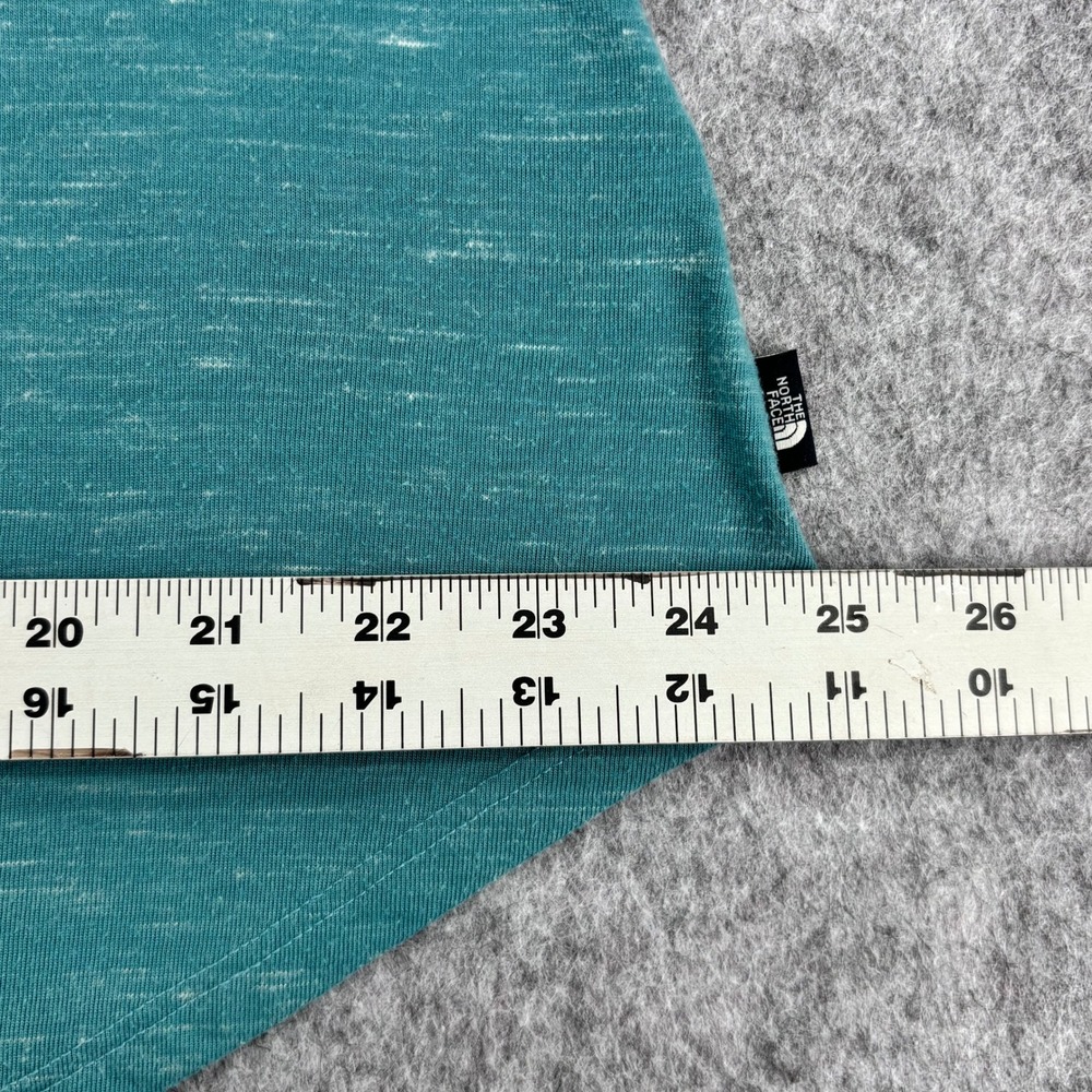 The North Face Womens Teal Space Dye Split V-Neck Tank Top Size L Curved Hem - Picture 8 of 12